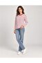 Women's White-Red Striped Crew Neck Striped Combed Cotton Blouse - 3