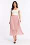 Women's Elastic Waist Lined Long Pleated Chiffon Skirt - Pink - 7