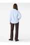 Cotton Long Sleeve Pleated Waist Accent Buttoned Poplin Oversize Shirt - 3