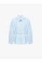 Cotton Long Sleeve Pleated Waist Accent Buttoned Poplin Oversize Shirt - 5