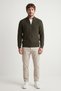 Men's Zippered Cardigan Regular Fit Half Turtleneck Khaki Knitwear Jacket Relaxed Fit Waffle Knit Green - 6