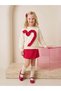 Girl's Ecru Red Heart Appliqued Sweatshirt - 6