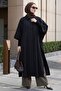 Poncho Model Half Sleeve Lined Black Trench Coat