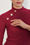 Women's Button Detailed Long Sleeve Blouse 40044 - Burgundy - 5