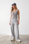 Women's Gray V-Neck Washed Jean Vest Alc-X15868 - 3