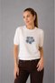 Women's Floral Stone Embroidered Short Sleeve Knitwear Blouse