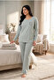 Seasonal Fabric Crew Neck Long Sleeve Large Size Women's Pajama Set 400 - 4
