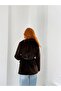 Women's Bitter Brown Belted Faux Fur Jacket Nh27852 - 6