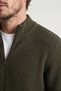 Men's Zippered Cardigan Regular Fit Half Turtleneck Khaki Knitwear Jacket Relaxed Fit Waffle Knit Green - 9