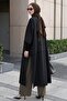 Poncho Model Half Sleeve Lined Black Trench Coat - 3