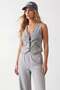 Women's Gray V-Neck Washed Jean Vest Alc-X15868