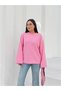Women's Pink Seersucker Textured Wide Sleeve Blouse Frv0230 - 7