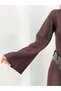 Women's Bitter Brown Crew Neck Spanish Sleeve Blouse Frv0154 - 3