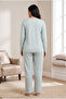 Seasonal Fabric Crew Neck Long Sleeve Large Size Women's Pajama Set 400 - 5