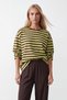 Women's Brown Ribbed Crew Neck Striped Oversize Sweatshirt Alc-X15870