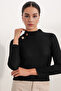 Women's Button Detailed Long Sleeve Blouse 40044 - Black - 4