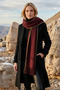 Women's Thick Winter Shawl/Scarf with Piping Detail and Tassels