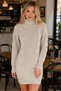Women's Long Sleeve Turtleneck High Neck Front Back Hairnet Thessaloniki Knit Patterned Links Detailed Stylish Elegant Casual Mink Knitwear Mini Tunic Dress - 6