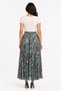 Women's Patterned Elastic Waist Lined Long Pleated Chiffon Skirt - Desen15 - 4