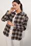Women's Tulle Detailed Lumberjack Shirt 20410 - C. Brown - 3