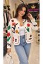 Women's Floral Embroidered Buttoned Cotton Gabardine Jacket