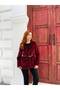 Women's Burgundy Belted Faux Fur Jacket Nh27852 - 3