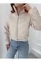 Women's Stone High Collar Crop Plush Jacket Nh2703 - 2