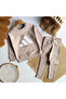 Girl's Leopard Printed Beige 100% Cotton Set - 3