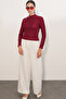 Women's Button Detailed Long Sleeve Blouse 40044 - Burgundy - 2