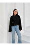 Women's Black Seersucker Textured Wide Sleeve Blouse Frv0230 - 2