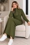 Ribbed Knitwear Dress with Zipper on the Collar K3069 Khaki - 4