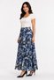Women's Patterned Elastic Waist Lined Long Pleated Chiffon Skirt - Desen6 - 2