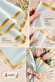 Gold Edged Mint Flower Bouquet Packaging 57X57 cm Set of 4 Flower Packaging Materials - 5