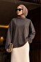 Crew Neck Long Sleeve Oversize Combed Cotton Sweatshirt - Dark Brown - 3