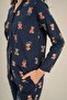 Women'S, Winter Bear Patterned, 100% Cotton, Navy Blue, Shirt Collar Pajama Set - 3