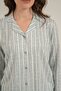 Women'S, 50% Cotton, 50% Modal, Green Striped, Shirt Collar, Pajama Set - 5