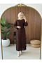 Women's Lined Openwork Long Sleeve Knitwear Hijab Dress (Lined) - 2