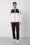 Men's White Winter Stand Collar Zippered Diving Fabric Inside Cotton Regular Fit Tracksuit Set - E227
