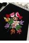100% Hand Embroidered Vintage Linen Bag. Bird's Nest Themed .18X18 Cm, Lightweight Bag - 2