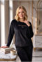 Soft Textured Velvet Fabric Long Sleeve Plus Size Women's Pajama Set 2500 - 2
