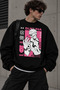 Jujutsu Kaisen Sukuna Pink Printed Unisex Oversize Black Sweatshirt – Anime Manga Design - 2