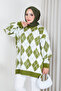 Women's Diamond Patterned Bearded Soft Textured Knitwear Tunic