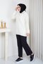 Women's Soft Textured Knit Sweater with Zipper Detail at the Collar - 3