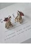 Vip Series Gold Color Stone Burgundy Earrings - 5