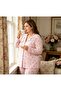 Battal Size Pink Floral Patterned Long Sleeve Shirt Collar Women's Pajama Set Soft and Comfortable (3XL -4 XL -5Xl) - 2