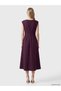 Peak New Season Burgundy Crew Neck Ruffled Dress - 4