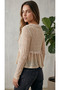 Women's Beige Ruffle Detailed Lace-Up Front Transparent Crop Blouse Cardigan - 3