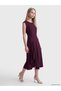 Peak New Season Burgundy Crew Neck Ruffled Dress - 2
