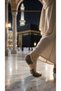 Women's Hajj and Umrah Tawaf Socks with Non-Slip Silicone Soles, Cotton, Cream, Black Patterned, 1 Pair of Socks - 3