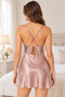 Women's Mink Satin Lace Waist Detailed Nightgown and Dressing Gown 2-Piece Set - 4